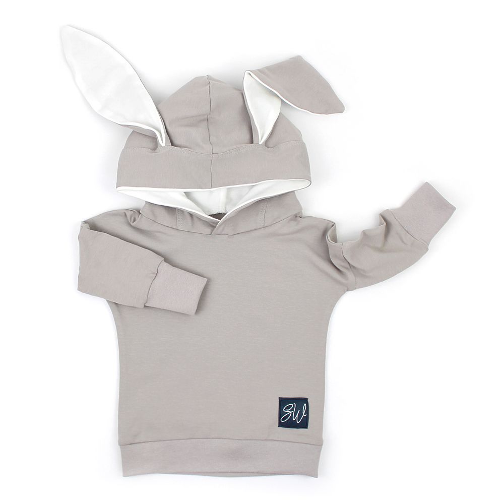 BIO Hoodie "Hasenohren" steingrau